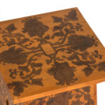 Vintage Wooden Table Featuring Intricate Floral Inlay - Image 2
