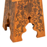 Vintage Wooden Table Featuring Intricate Floral Inlay - Image 3