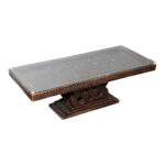 African Carved Pictorial Coffee Table with Glass Top