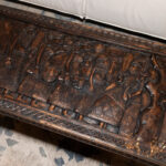 African Carved Pictorial Coffee Table with Glass Top - Image 2