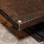 African Carved Pictorial Coffee Table with Glass Top - Image 3