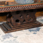 African Carved Pictorial Coffee Table with Glass Top - Image 4