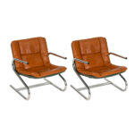 Vintage Pair of SELIG Mid Century Modern Tubular Steel Framed Chairs