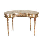 Vintage French Louis XVI Style Hand Painted and Gilded Kidney Shaped Desk