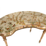Vintage French Louis XVI Style Hand Painted and Gilded Kidney Shaped Desk - Image 2