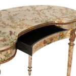 Vintage French Louis XVI Style Hand Painted and Gilded Kidney Shaped Desk - Image 4