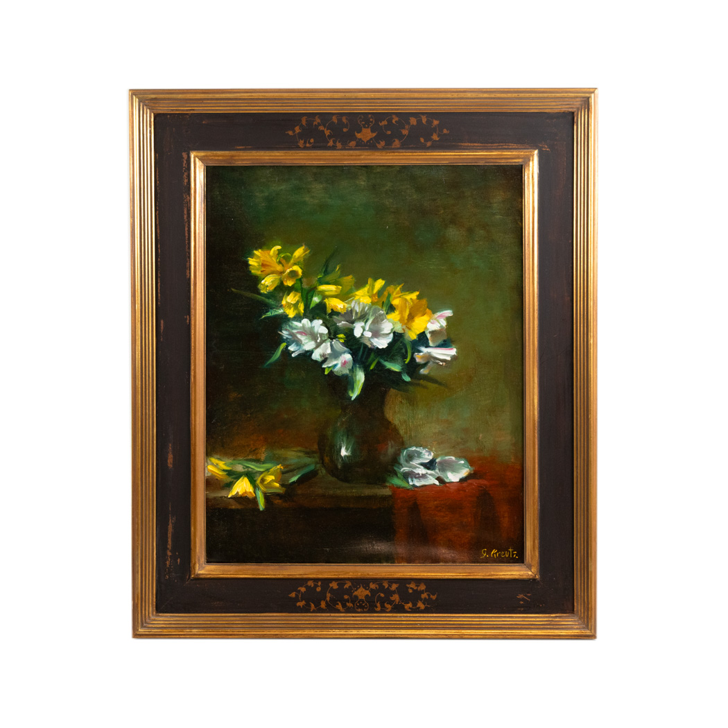 ZJULB_101-2 GREGG KREUTZ Original Oil Floral Still Life - Image 1