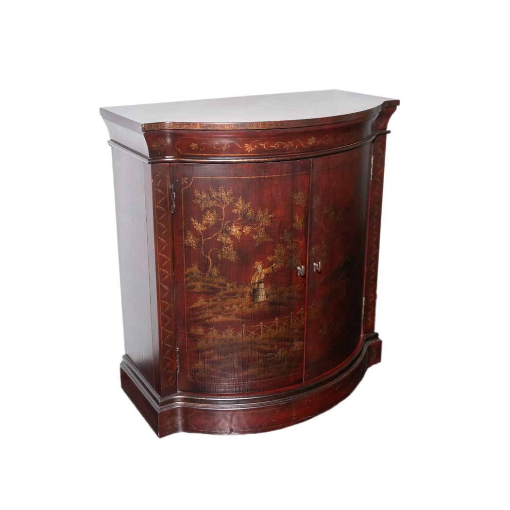 ZLEVY_124-2 ETHAN ALLEN Red Chinoiserie Hall Chest - Image 1