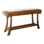 CENTURY FURNITURE Gold Scrolled Console Table with Black Granite Top