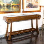 CENTURY FURNITURE Gold Scrolled Console Table with Black Granite Top - Image 5