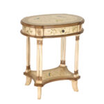 Oval End Table with Bird and Floral Motifs