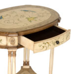Oval End Table with Bird and Floral Motifs - Image 3