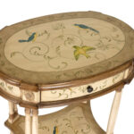 Oval End Table with Bird and Floral Motifs - Image 2