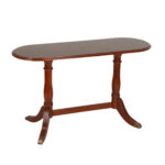 Oval Trestle Base Console Table in Cherry Finish