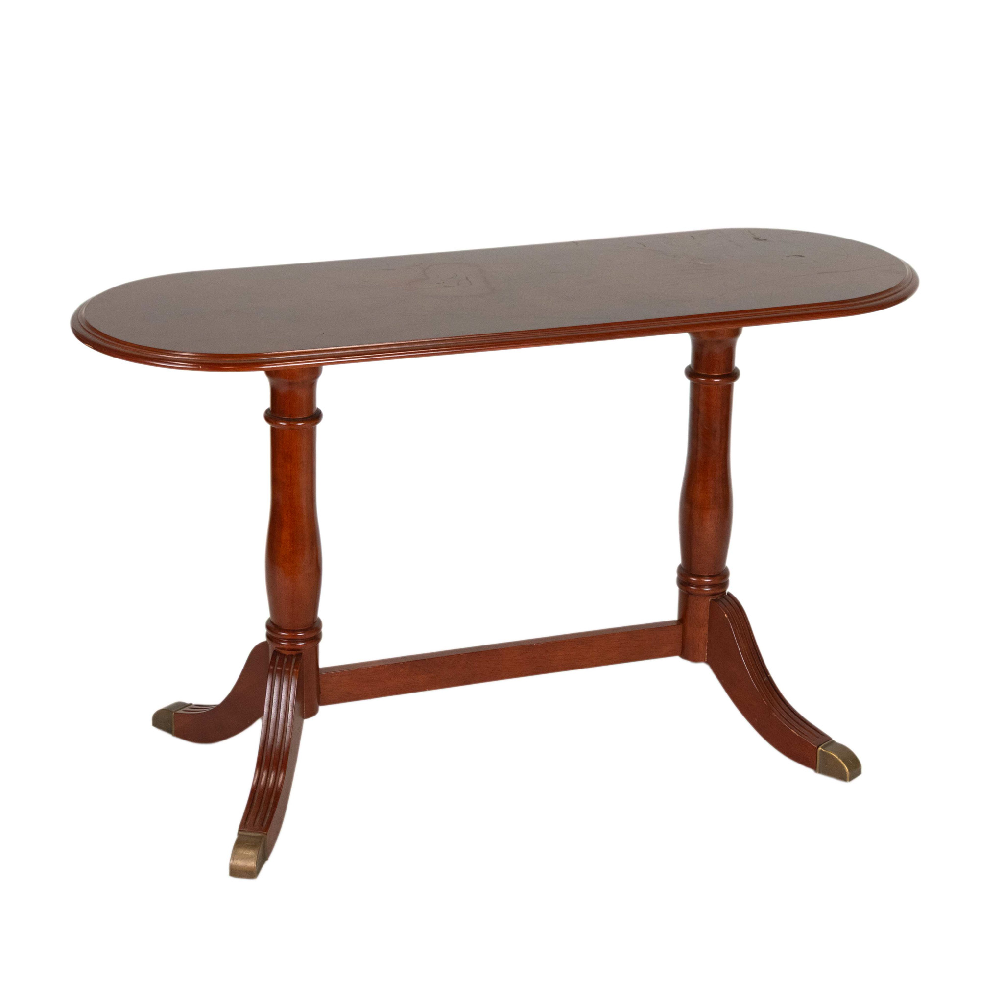 ZMJPA_107 -2 Oval Trestle Base Console Table in Cherry Finish - Image 1