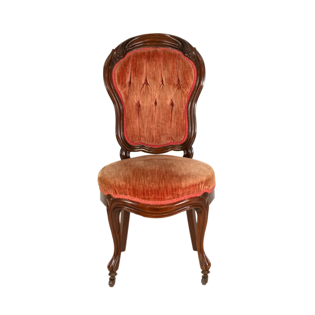 ZOTTE_101-2 Antique Victorian Tufted Back Parlor Chair on Casters - Image 1