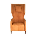 STANLEY FREIDMAN for BRUETON Wing Chair in Caramel Leather Upholstery