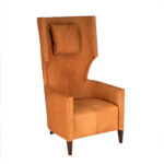 STANLEY FREIDMAN for BRUETON Wing Chair in Caramel Leather Upholstery - Image 2
