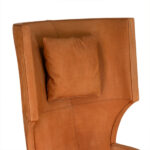 STANLEY FREIDMAN for BRUETON Wing Chair in Caramel Leather Upholstery - Image 3