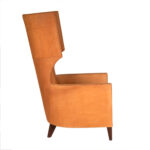 STANLEY FREIDMAN for BRUETON Wing Chair in Caramel Leather Upholstery - Image 6