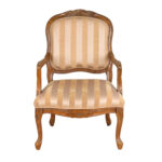 BERNARDS INC French Provincial Style Fauteuil Chair in Gold Stripe Upholstery