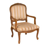 BERNARDS INC French Provincial Style Fauteuil Chair in Gold Stripe Upholstery - Image 2