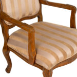 BERNARDS INC French Provincial Style Fauteuil Chair in Gold Stripe Upholstery - Image 4