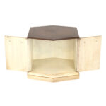 Vintage LANE Hexagonal Walnut Top End Table on White Painted Cane Panel Base - Image 2