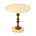 Stone Side Table on Ornate Brass Stem