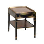 YORKSHIRE HOUSE INC Hollywood Regency Rosewood and Black Side Table with Brass Gallery