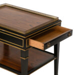 YORKSHIRE HOUSE INC Hollywood Regency Rosewood and Black Side Table with Brass Gallery - Image 3