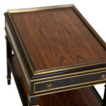 YORKSHIRE HOUSE INC Hollywood Regency Rosewood and Black Side Table with Brass Gallery - Image 2