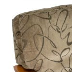 Contemporary Wood Arm Recliner in Dark Beige Patterned Upholstery - Image 2