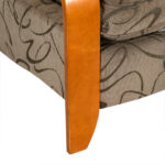 Contemporary Wood Arm Recliner in Dark Beige Patterned Upholstery - Image 4