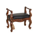Queen Anne Style Bench with Spiral Turned Arms and Tassel Accents