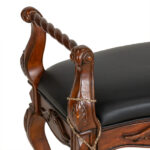 Queen Anne Style Bench with Spiral Turned Arms and Tassel Accents - Image 2