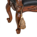 Queen Anne Style Bench with Spiral Turned Arms and Tassel Accents - Image 4